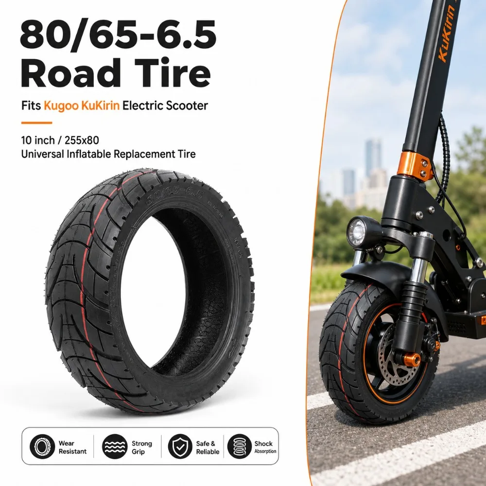 

80/65-6.5 Road Outer Tire Suitable for Kugoo KuKirin Electric Scooter 10 Inch 255*80 Universal Inflatable Tire Replacement Part