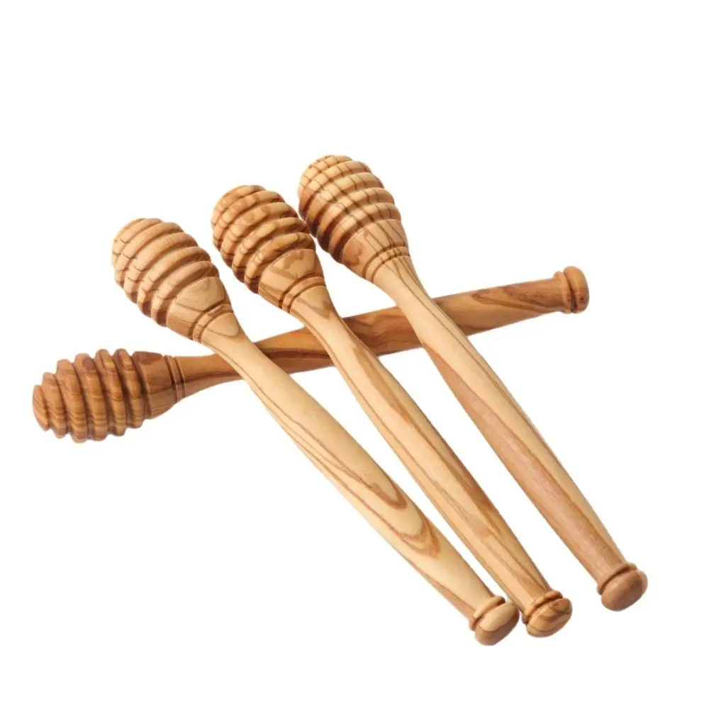 Handmade Wooden Honey Dipper Natural Wood 10/15/16cm Honey Stirrer Spoon Elegant Simple Design Deep Grooves Honey Mixing Rod