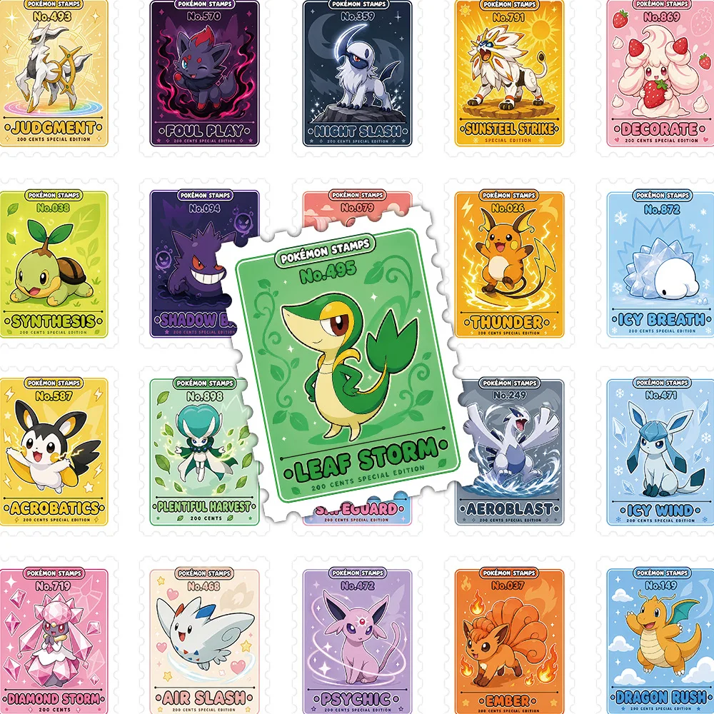 60 Stück Neue Pokémon Stempel Anime Aufkleber Ästhetik Scrapbooking Tasse Laptop Koffer Mädchen Abziehbilder Notizbuch Graffiti Spielzeug