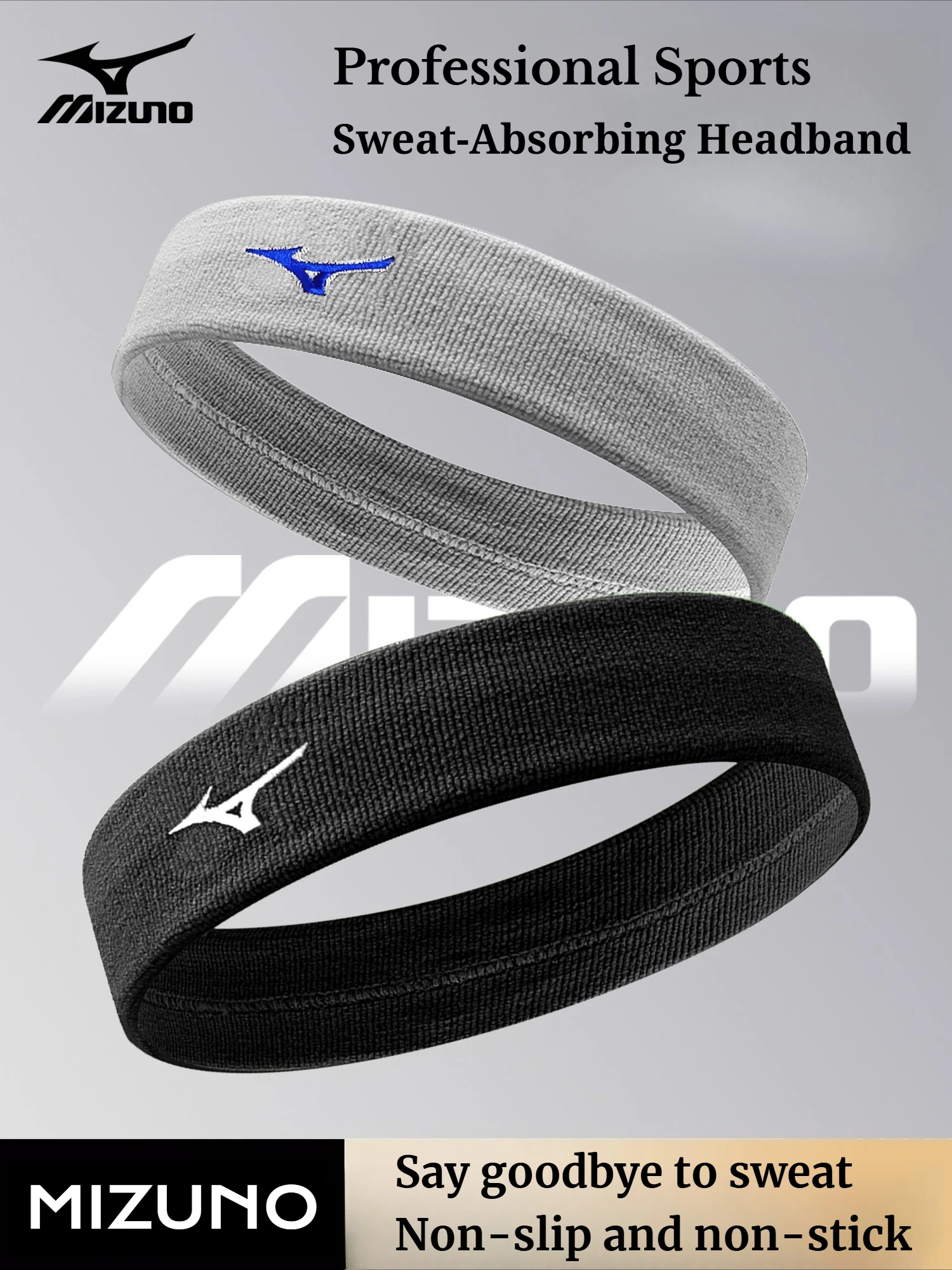 Mizuno-Diadema deportiva para hombre, banda antitranspirante para correr, baloncesto, Yoga, Fitness, banda para el cabello absorbente de sudor, pañuelo para la cabeza