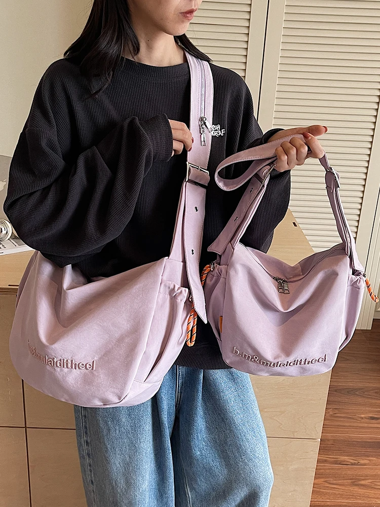 2026 New Large Capacity Nylon Slant Bag Women Casual Japanese Style Single Shoulder Dumpling Bag Men Backpack Soft Polyester ...