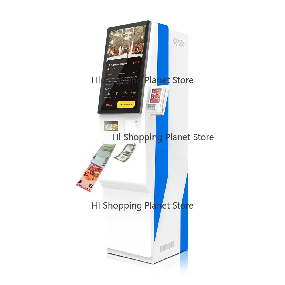 23.6 Inches New Curved Touch Screen Self-Service Payment Terminal Indoor Use Self Ordering Cash Change Direct Payment Kiosks