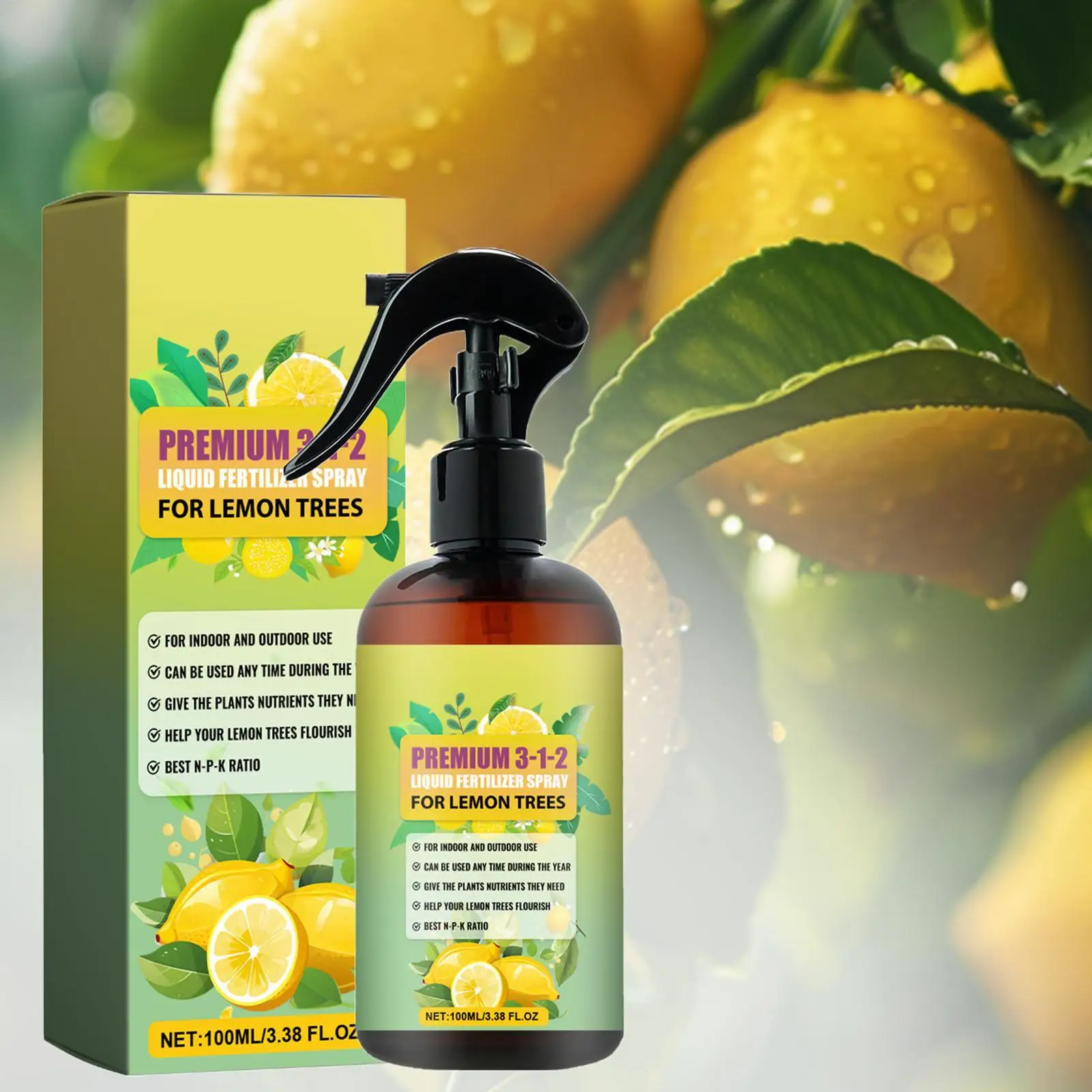 100mlGardening Fertilizer Liquid Healthy Lemon Tree Nutrient Spray Concentrated Booster Fertilizer Mist For All Citrus And Lemon