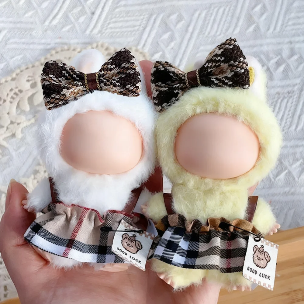 

10cm Doll Clothes For Labubu 4.0 Leopard Plaid Pattern Doll Clothing Accessories Luxury Designer Toy Costumes Skirt Outfit