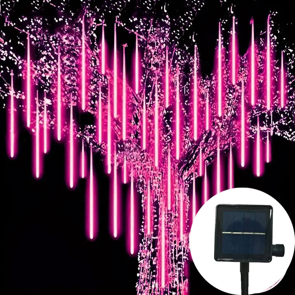 Solar Power Meteor Shower Led Fairy String Lights Street Garlands Party Decorations for Outdoor Holiday Wedding Birthday
