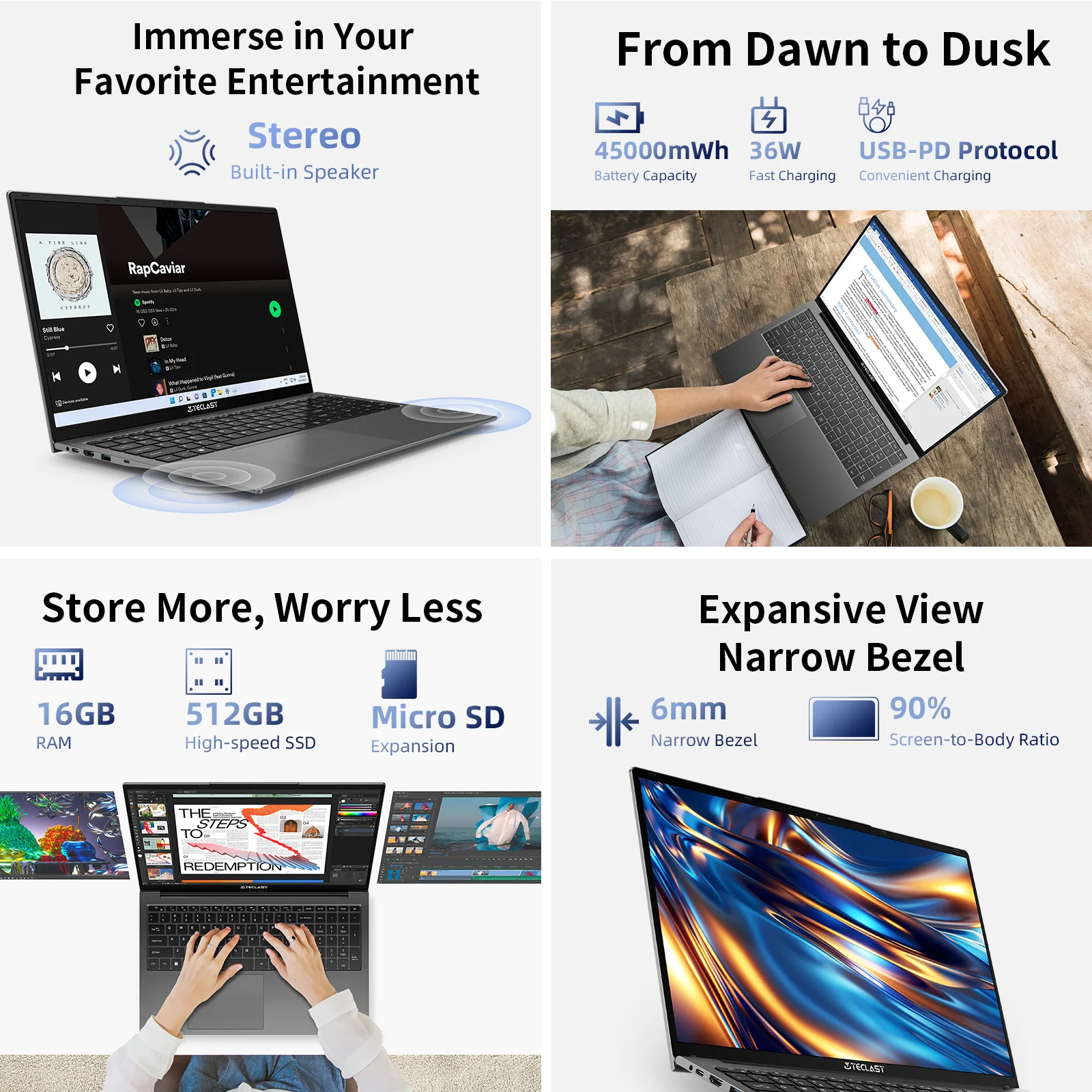 Teclast F17Plus 17.3 inch Laptop Intel N95 16GB RAM 512GB SSD Windows 11 Notebook 180° Flip Computer Backlit Keyboard mini-HDMI