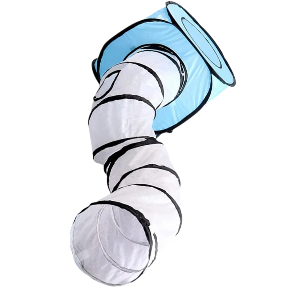 خيمة على شكل حرف S قابلة للطي للحيوانات الأليفة، تصميم شريطي للنفق، سهلة التجميع، تفاعلية للقطط والقطط والحيوانات الأليفة