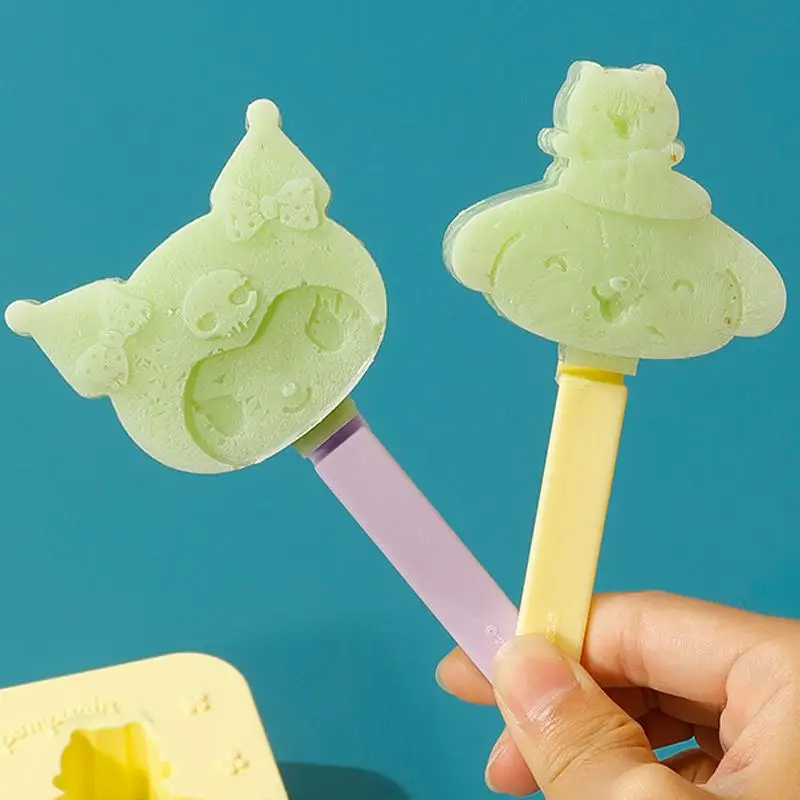 Sanrio Melody Kuromi Pom Pom Purin Soft Silicone Diy Kitchen Supplies Cartoon Ice Cream Popsicle Mold Kitchenware Children Toys