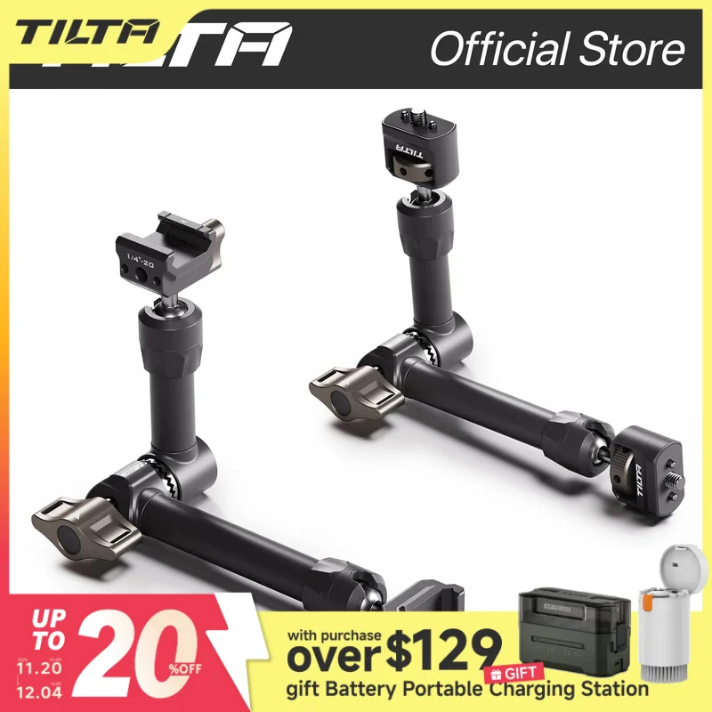 TILTA Pro Articulating Arm 10 inch with Dual NATO Attachments 1/4 Threaded Screw For Sony DSLR Camera To Mount Cage Monitor