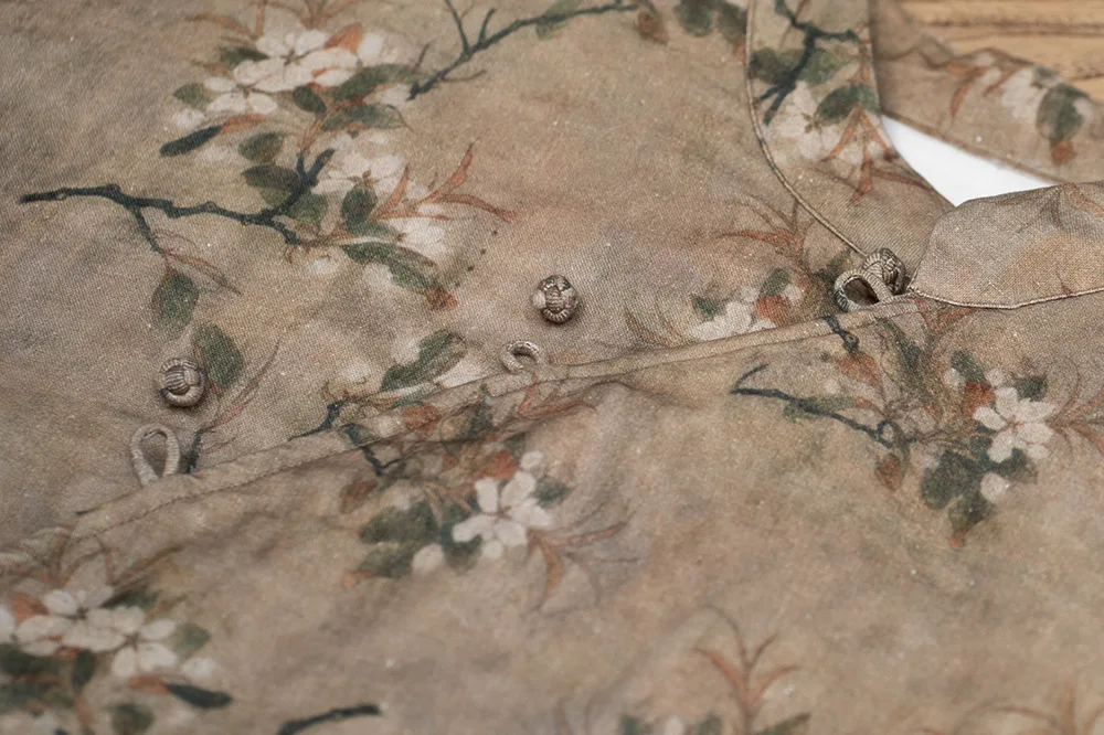 Elegant Vintage Winter Jacket Outerwears 2024 Women Quilted Warm Coat Femme Linen Cotton Casual  Long Sleeve Chinese Style Coats