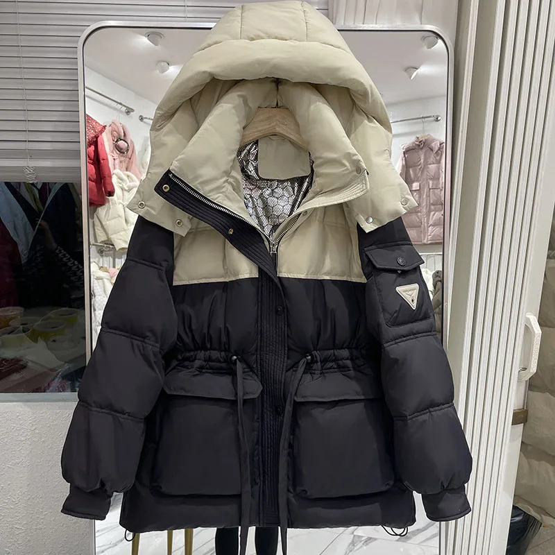 ファッション女性用パーカーカジュアル厚手暖かいフード付きダウンジャケット2025冬新作女性用ホワイトダックダウン女性用ダウンジャケットH740