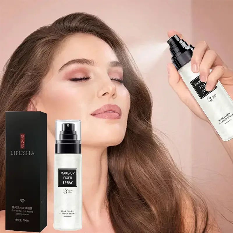 Spray fijador de maquillaje de arena Starflash de 100ml, Spray fijador de maquillaje de larga duración, Control de aceite, imprimación en aerosol fijadora de maquillaje con acabado Natural