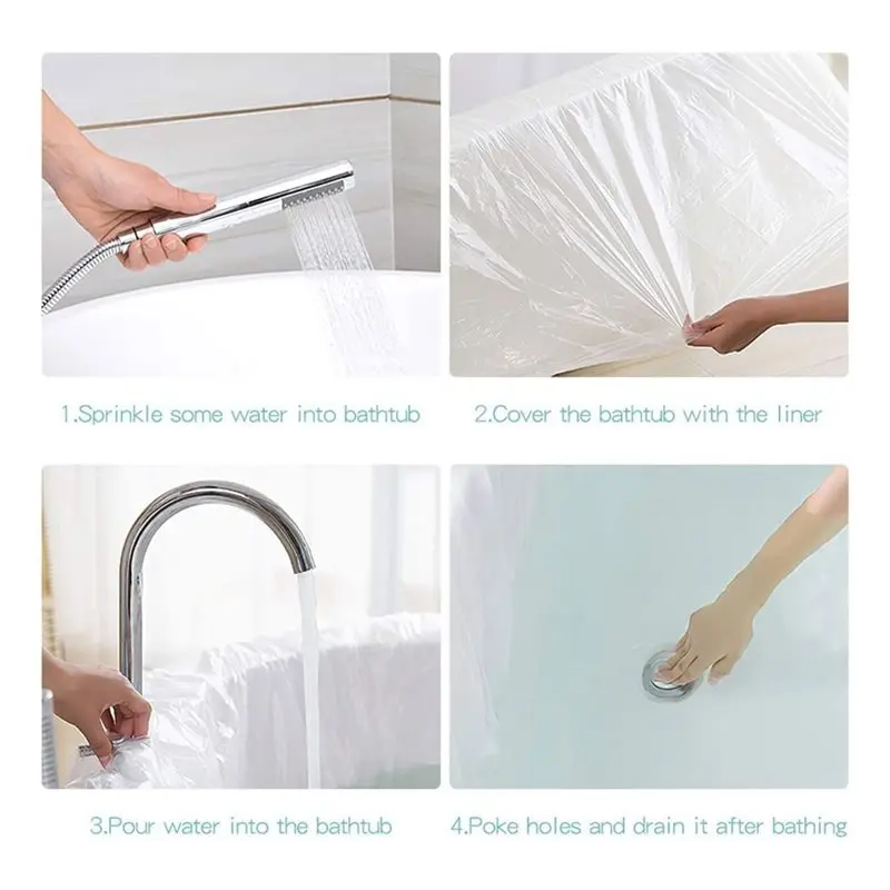 B51CNEW! Disposable Bath Tub Cover Liners 12-Pack-Size 102 X 47 Inches For Bathroom/Travel Salon/Spa Household/Hotel