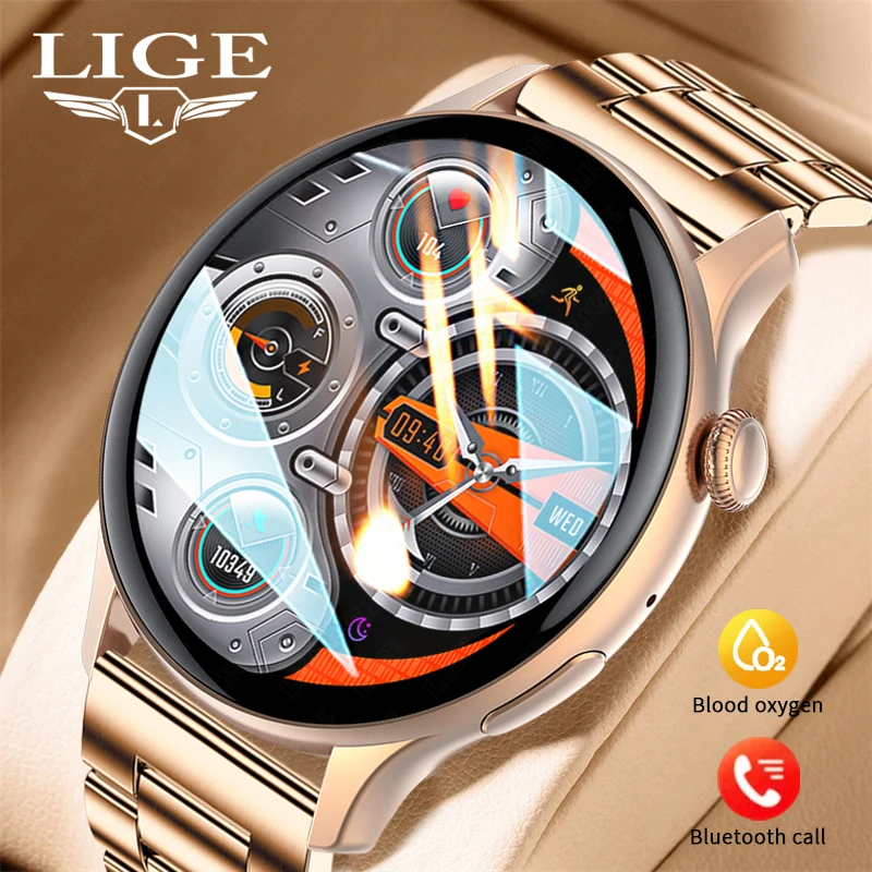 LIGE Smartwatch Men 2023 Android IP68 Smart Watch IOS Bluetooth Call Fitness Watch Apple Watches Golden Activity Tracker