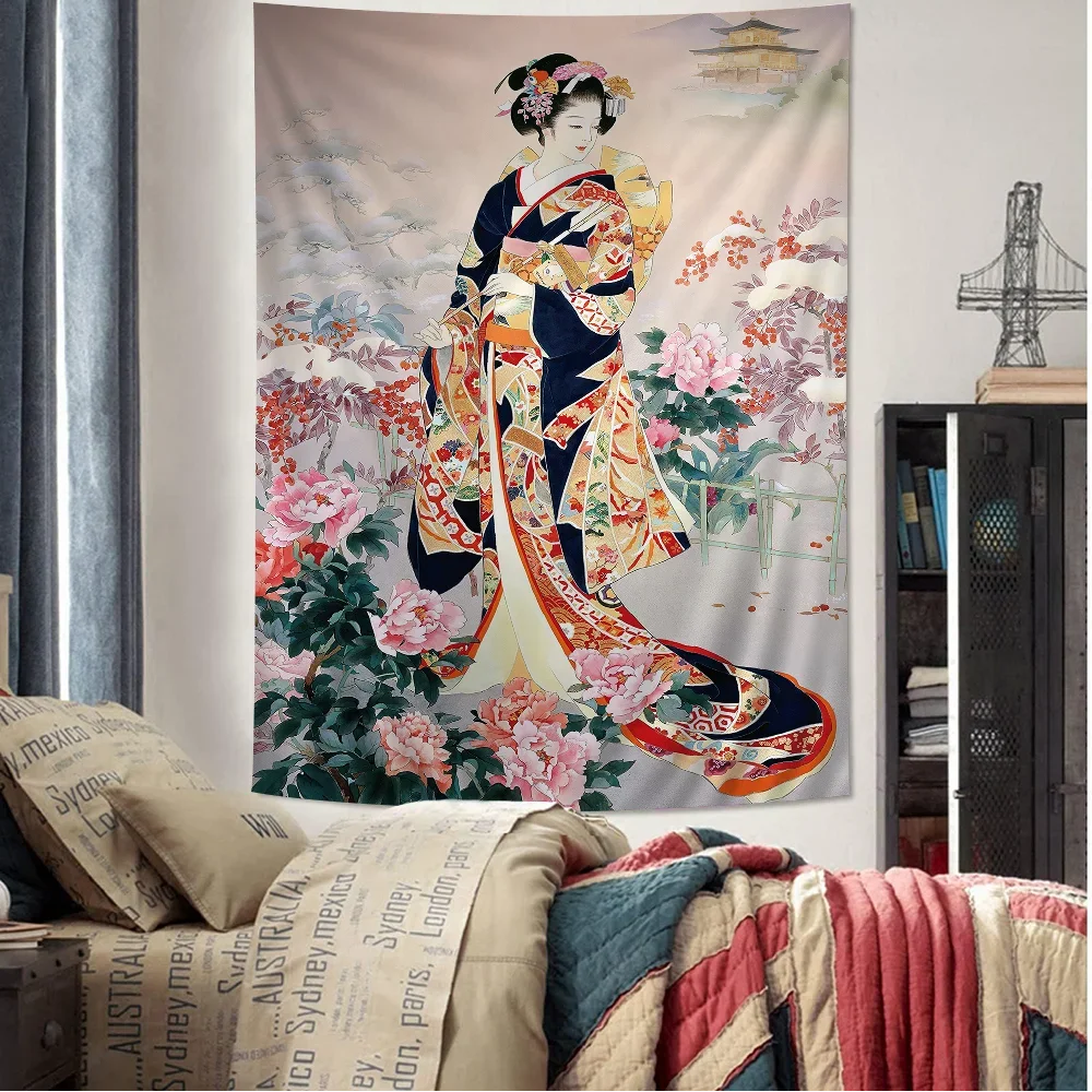 

Japanese geisha Printed Large Wall Tapestry Wall Hanging Decoration Household Decor Blanket room decor aesthetic