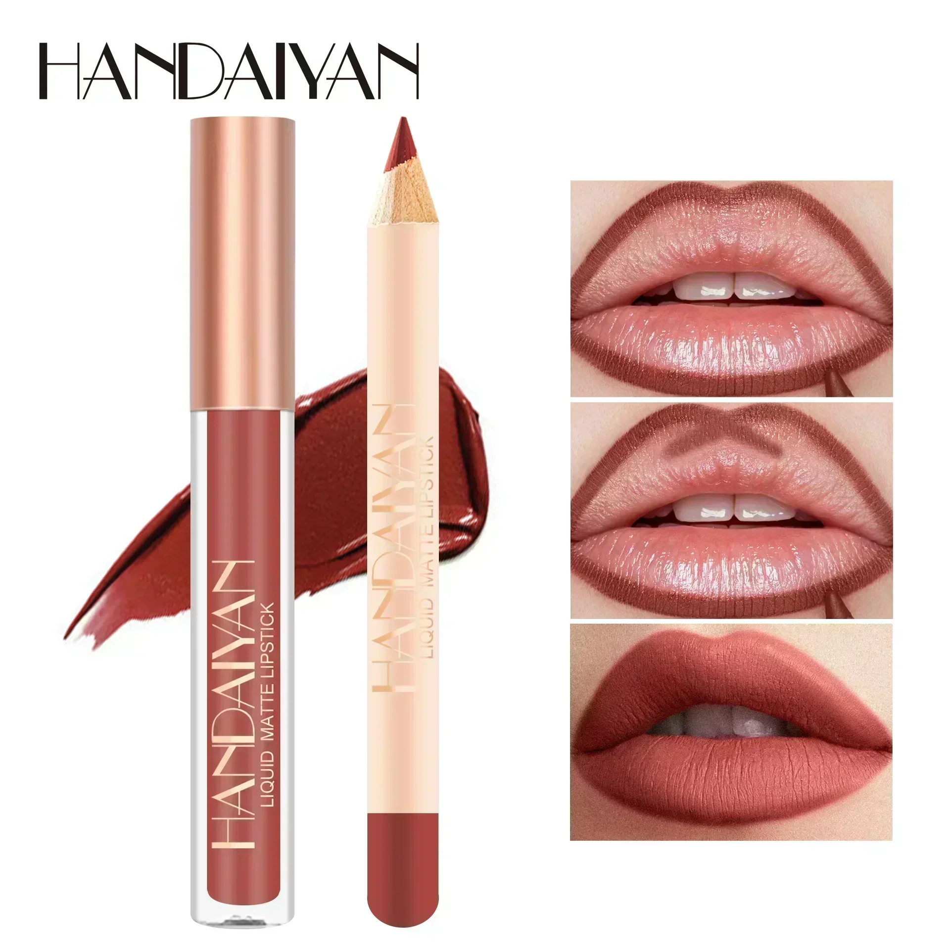 

12 Color Liquid Lip Gloss Lipliner Pencil Combination Durable Easy Makeup Matte Lipstick Velvet Lipliner Don't Take Off Makeup