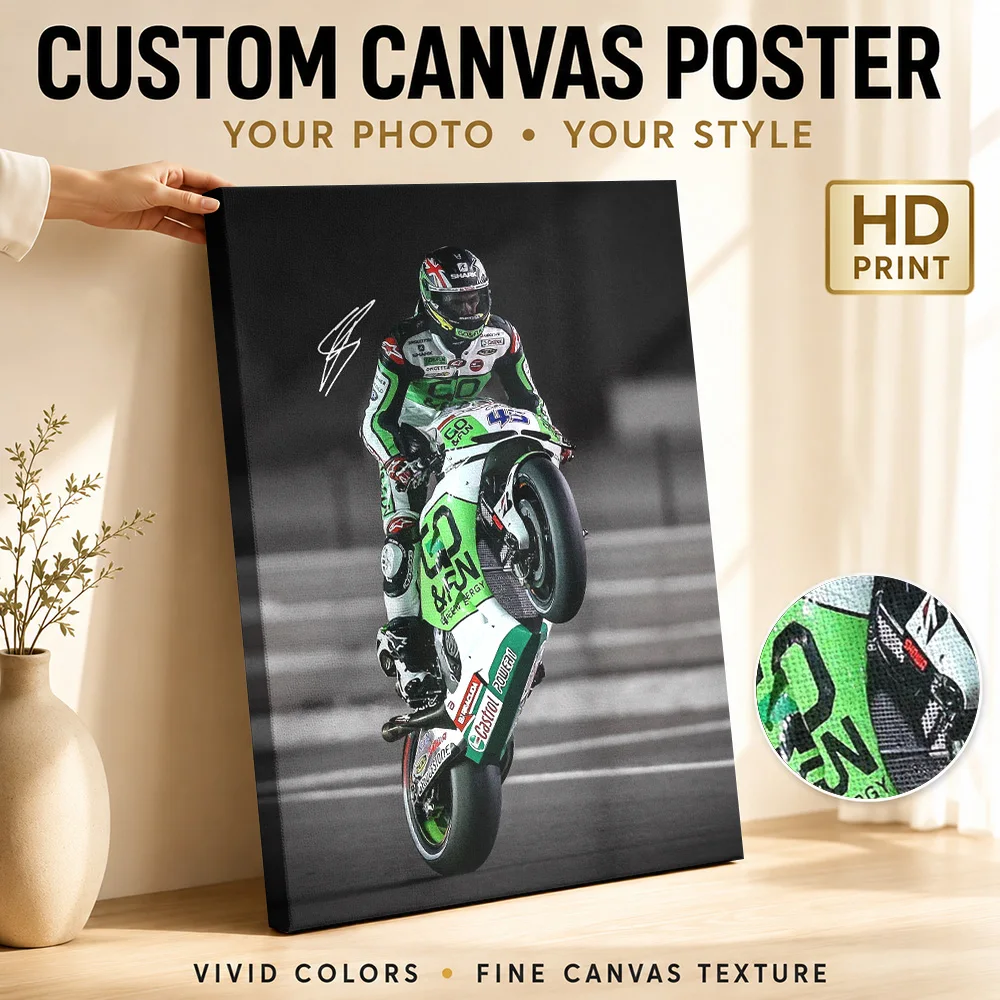 Scott Redding Motorcycle Racer Canvas Print Poster Custom Retro Automotive Wall Art for Man Cave Decor Ready to Hang Home Gift