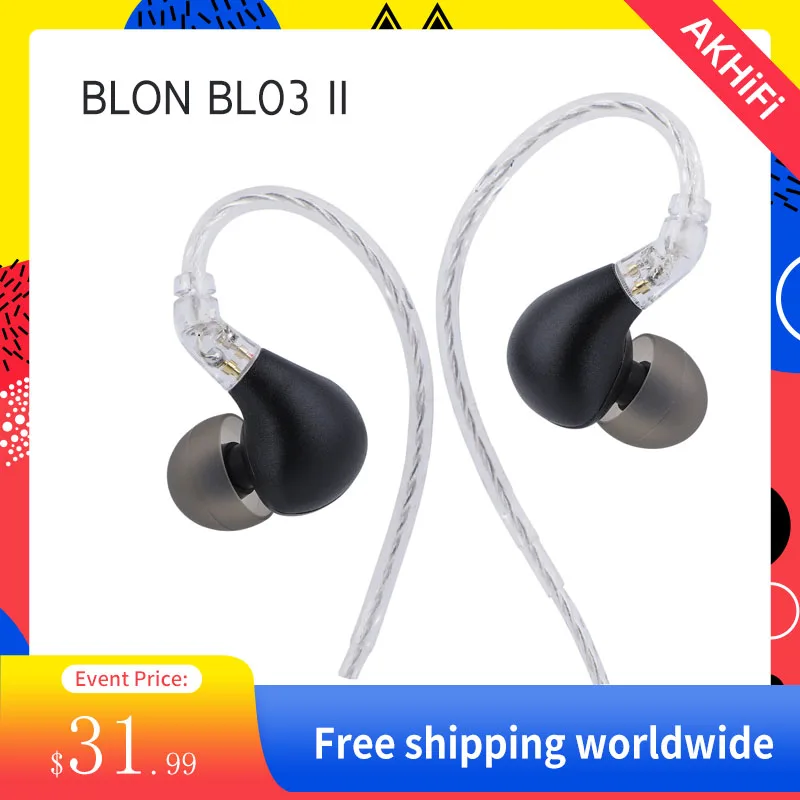 BLON BL03 II 10mm Dual-Chamber Dynamic Driver IEM Hifi Earphones with 0.78mm 2-Pin Detachable Cable Compatibility