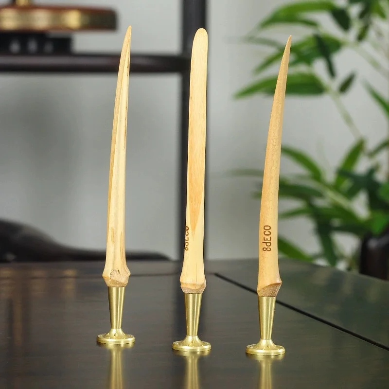 Bamboo Tobacco Pressure Bar Smoking Pipe Stick with Alloy or Wooden Base Tobacco Pipe Accessories Wholesale Retail