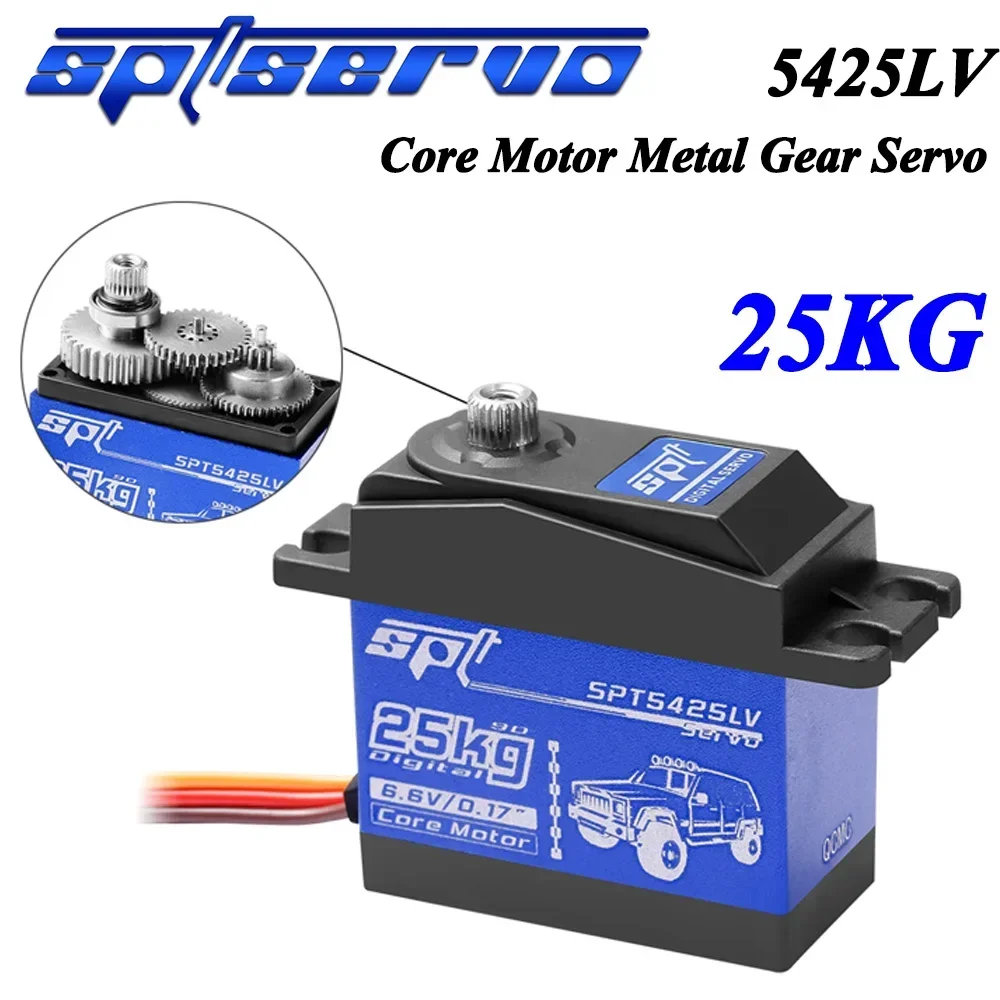 SPT 5425LV 25KG Metal Gear High Speed Large Angle Digital RC Servo for 1/8 1/10 RC Crawler Car Fixed-wing Robot Arm SCX10 TRX4