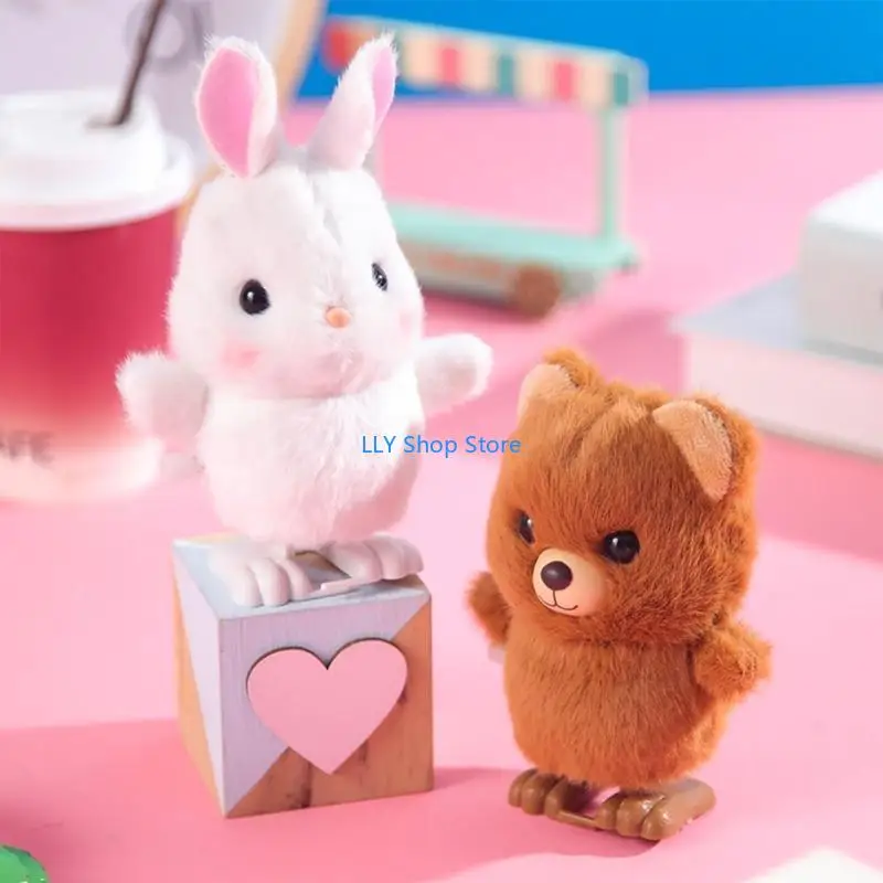 

T8UD Wind Up Toy for Kids Walking Animal Bear Rabbit Clockwork Toy Birthday Gift