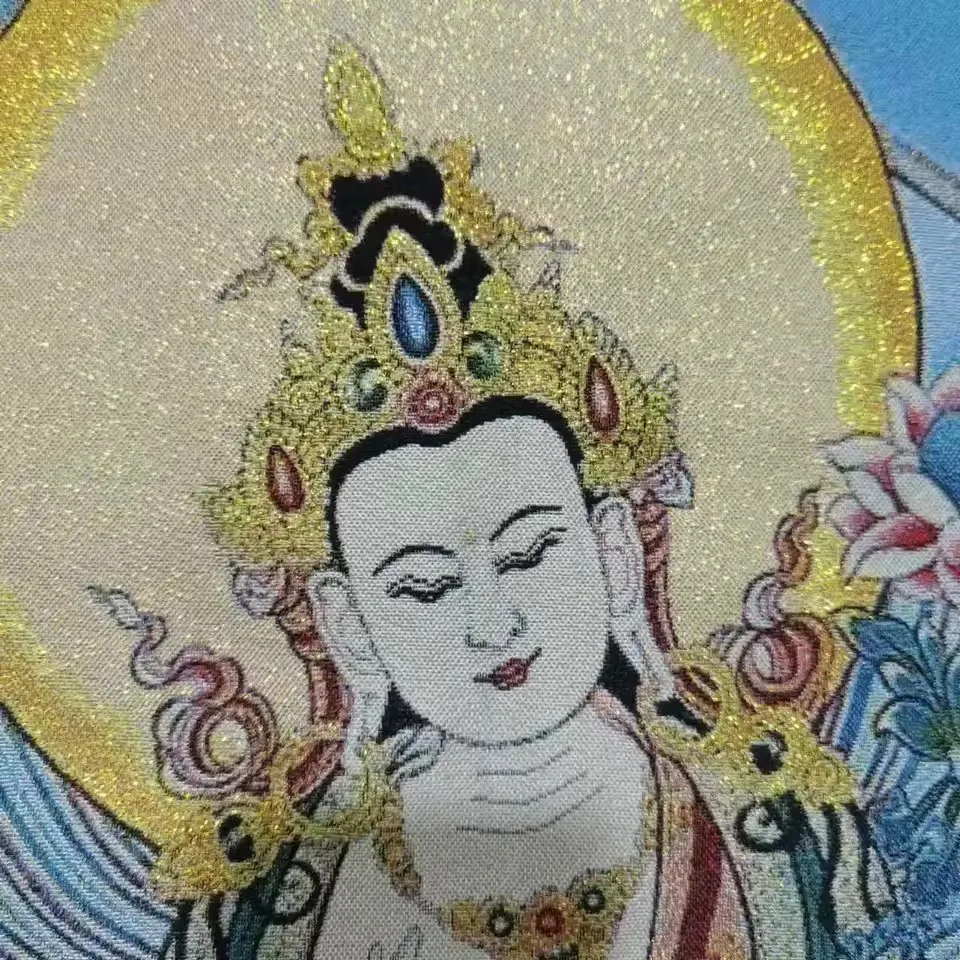 White Tara Bodhisattva Tangka Embroidery Decoration Hanging Painting