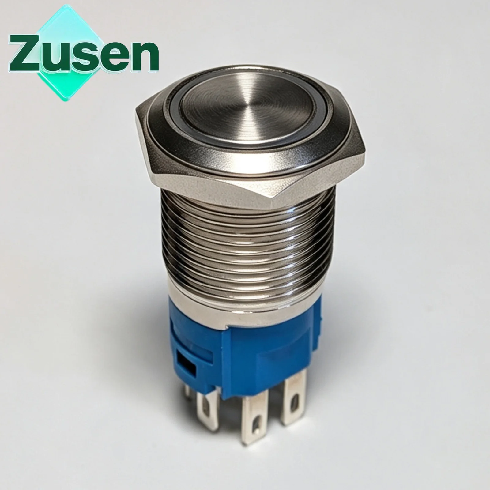 Zusen 16mm 1NO1NC Three-color Light RGB Ring Illuminated Latching Momentary Push Button Switch IP65 12V 24V 110V 220V view 2