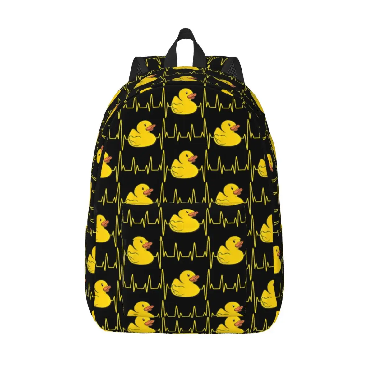Rubber Duckie Heartbeat Backpack Elementary High College School Student Yellow Duck Book Bags Teens Daypack Outdoor