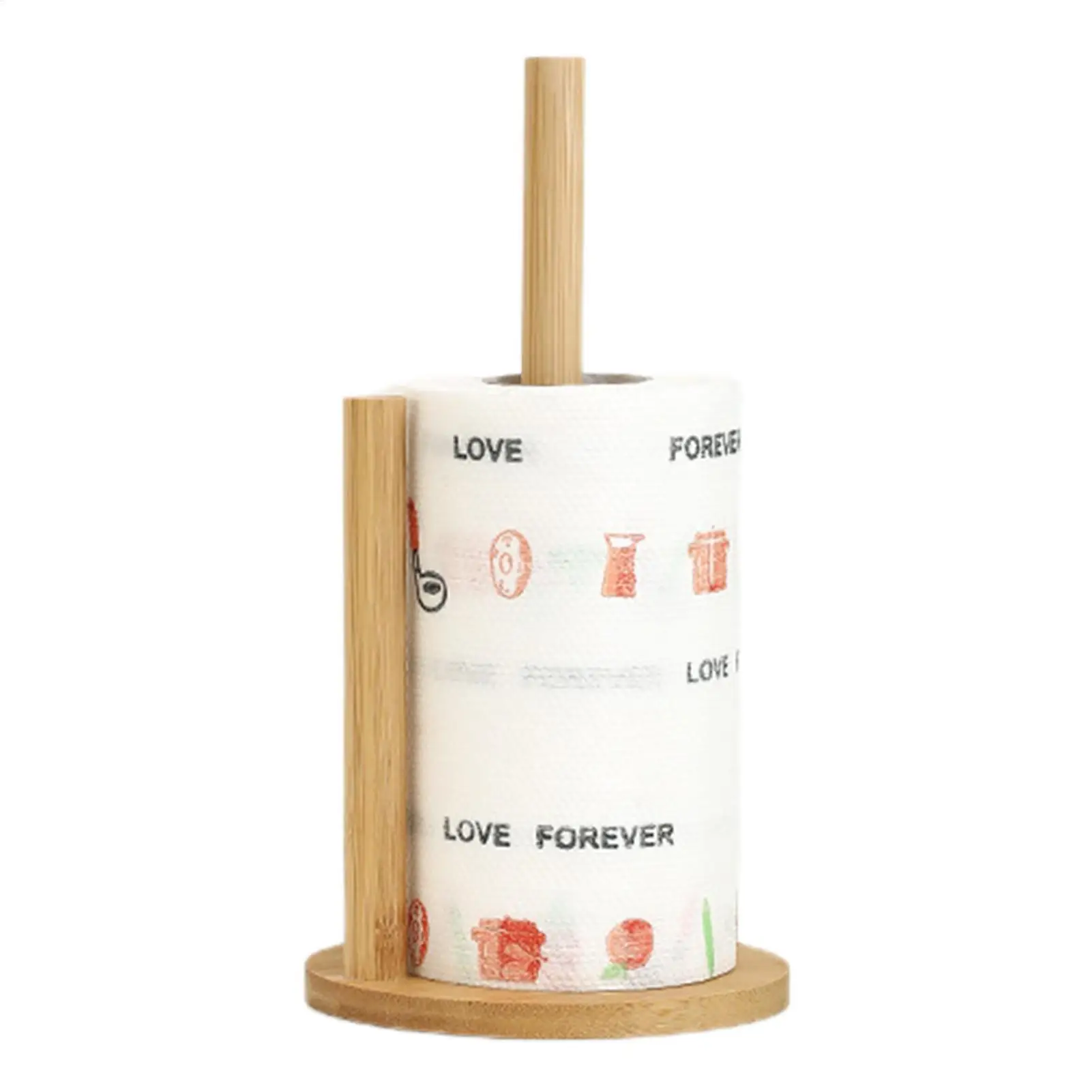 

Wood Paper Towel Holder Durable Anti-Skid Tissue Vertical Rack Hook stable Easy to install For Kitchens Living Rooms Restaurant