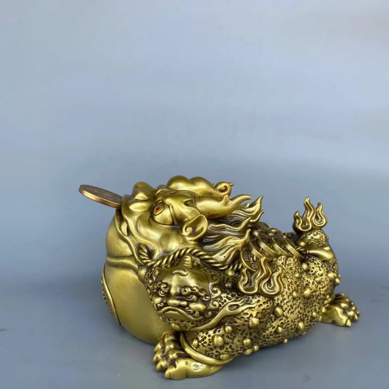 Copper Fortune Rolling Golden Toad Ornaments Brass Three-Footed Toad Living Room Office Decorations Opening and Housewarming Gif