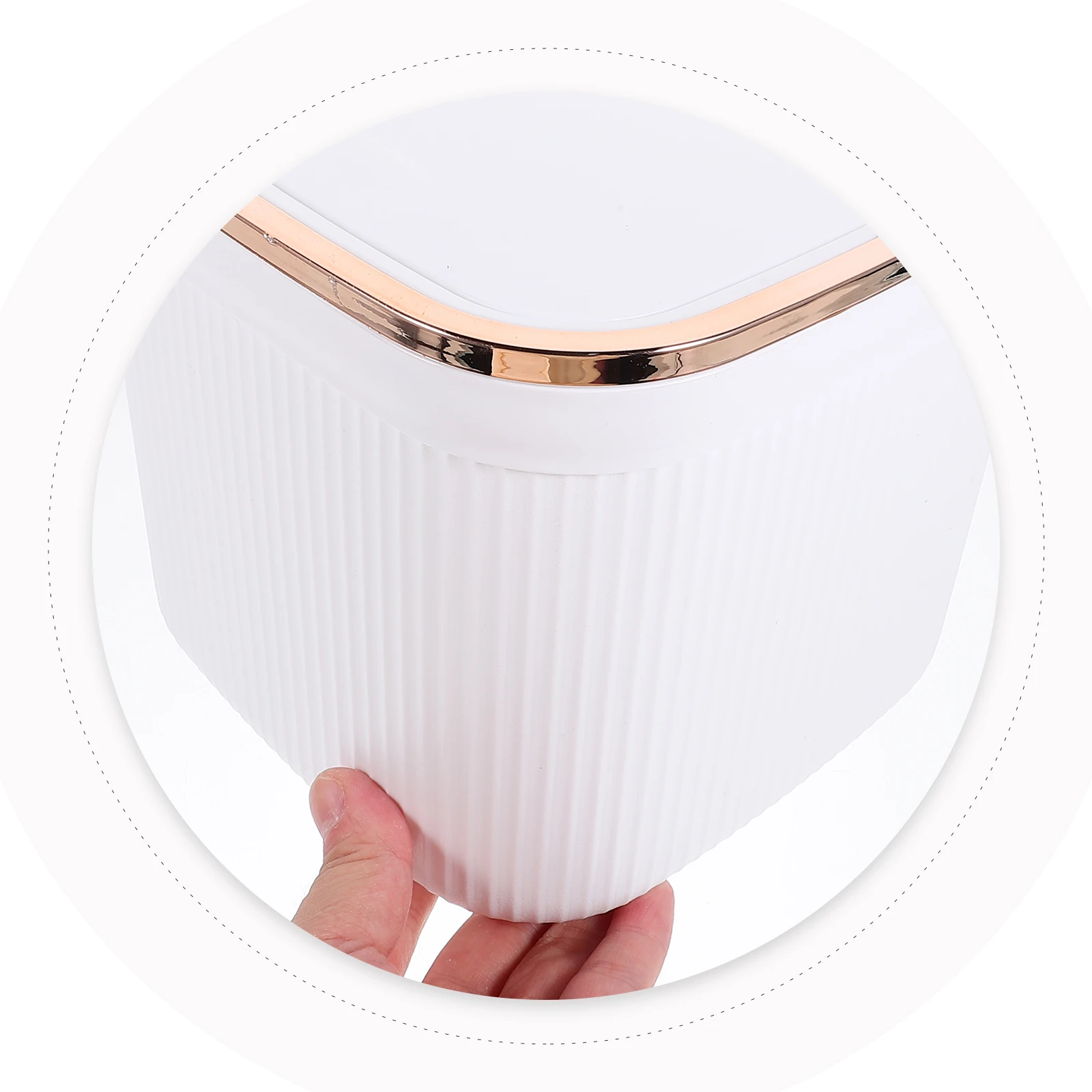 

1pc Cute Mini Desktop Trash Can With Lid Small Countertop Waste Basket For Office Home Bedroom Kitchen Adorable Compact Garbage