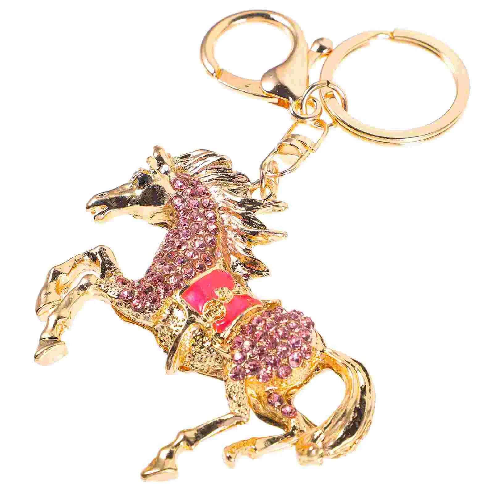 Racecourse Horse Racing Metal Keychain Bag Pendant 1pcs (pink) Purse Charm Diamond Hanging Zinc Alloy Womens Lightweight