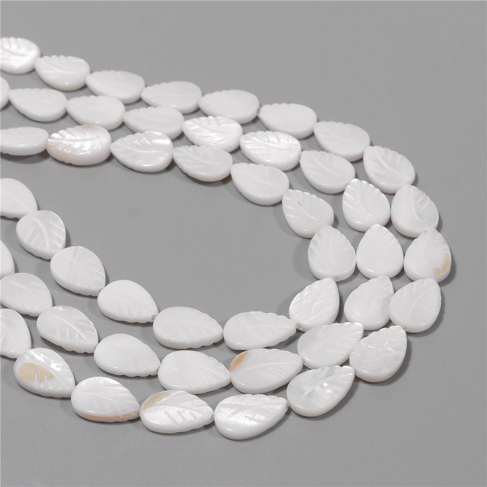 10x15mm Leaf Shape Shell Beads Leaves Mother of Pearl Shell Leaf Beads for Jewelry Making Bracelet DIY Charm Earrings 15 Inch
