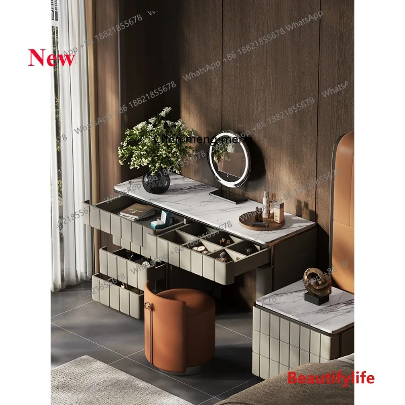 

07M Italian minimalist dresser, bedroom light luxury high-end leather art storage cabinet integrated