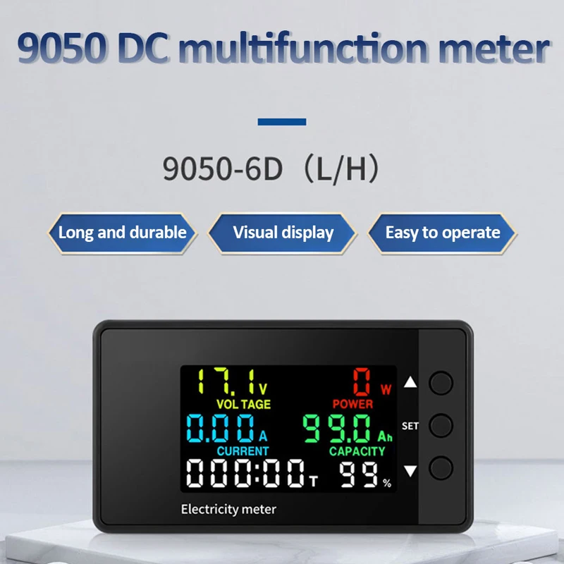 Imagem -02 - Multifuncional Led Digital Medidor Elétrico Voltímetro Amperímetro Tensão Corrente dc 7.5100v 20a 100a 200a 300a 6in 1