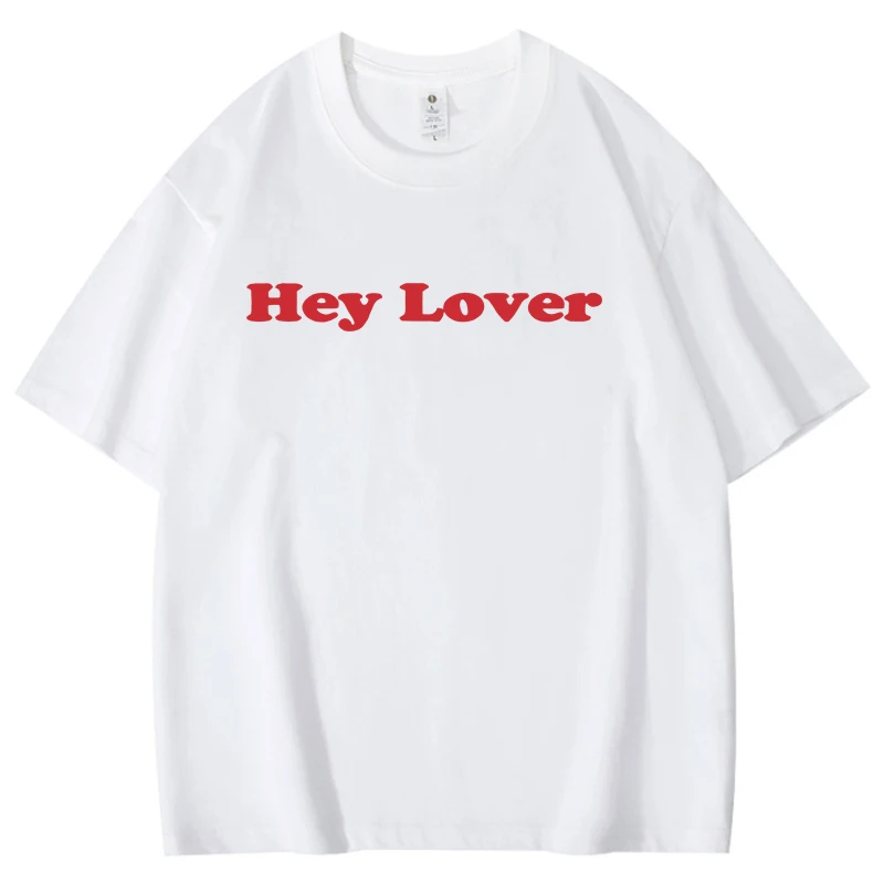 Hey Lover Pattern Couple's Cotton T-shirt Street Clothing Harajuku Tops Comfy Soft Personality Large Size Men Woman T Shirt