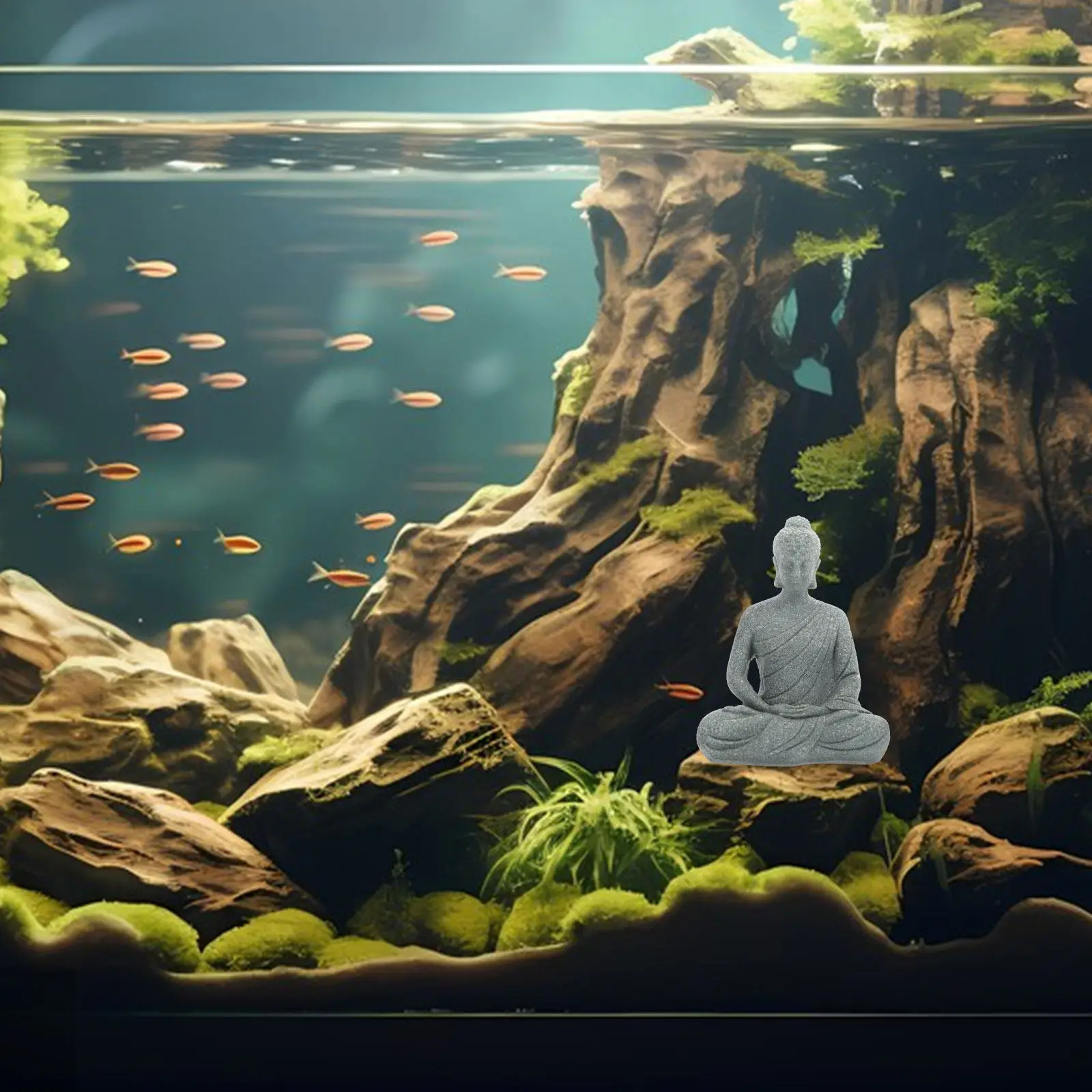 Mini Buddha Statue Resin Small Aquarium Sculpture Fish Tank Decoration Underwater Buddha Decor Desktop Garden Ornament