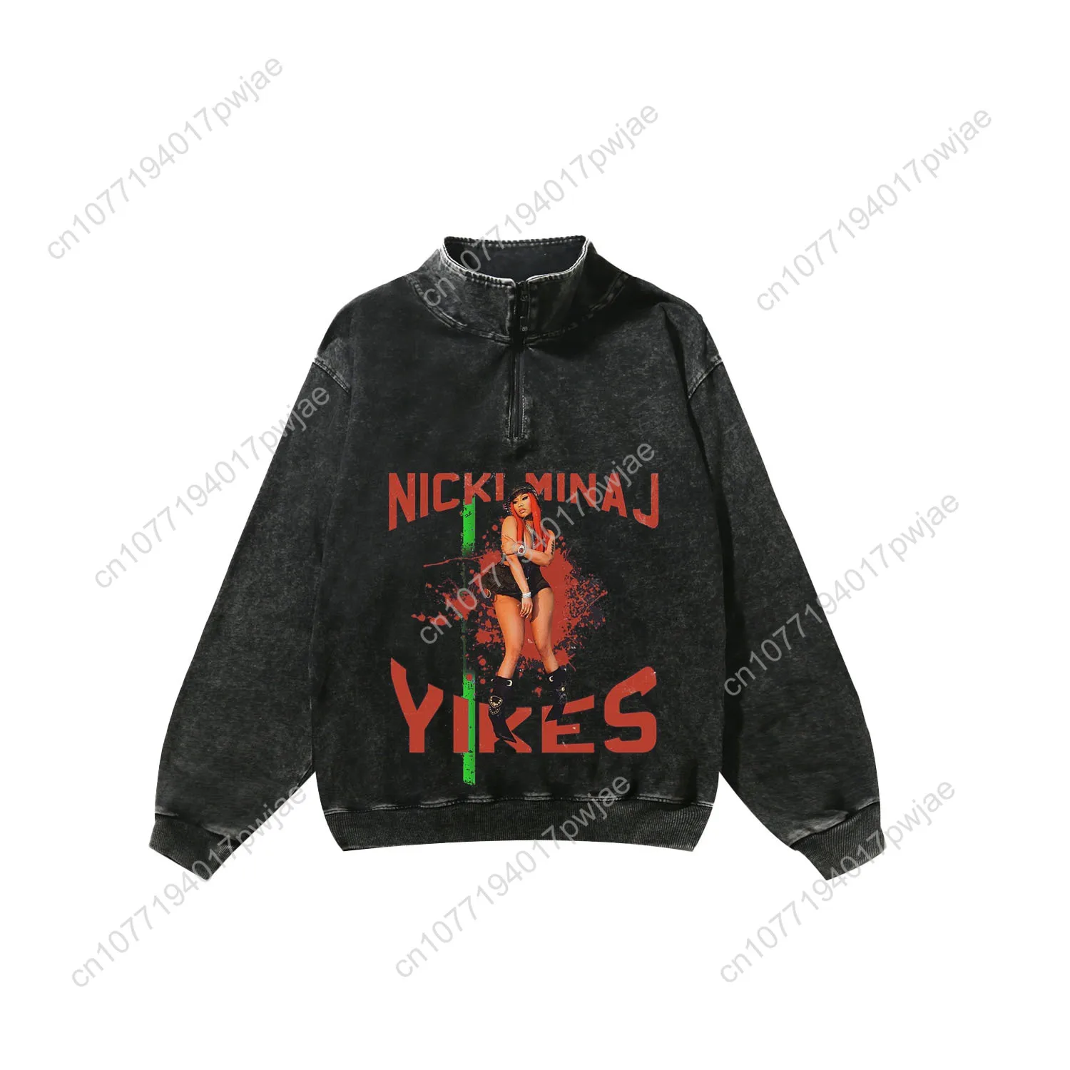 Hot Rapper N-Nicki Minaj Custom Retro Sweatshirt Mans Womans Half Zipper Vintage Sweat Shirt Photo Custom Made Tops
