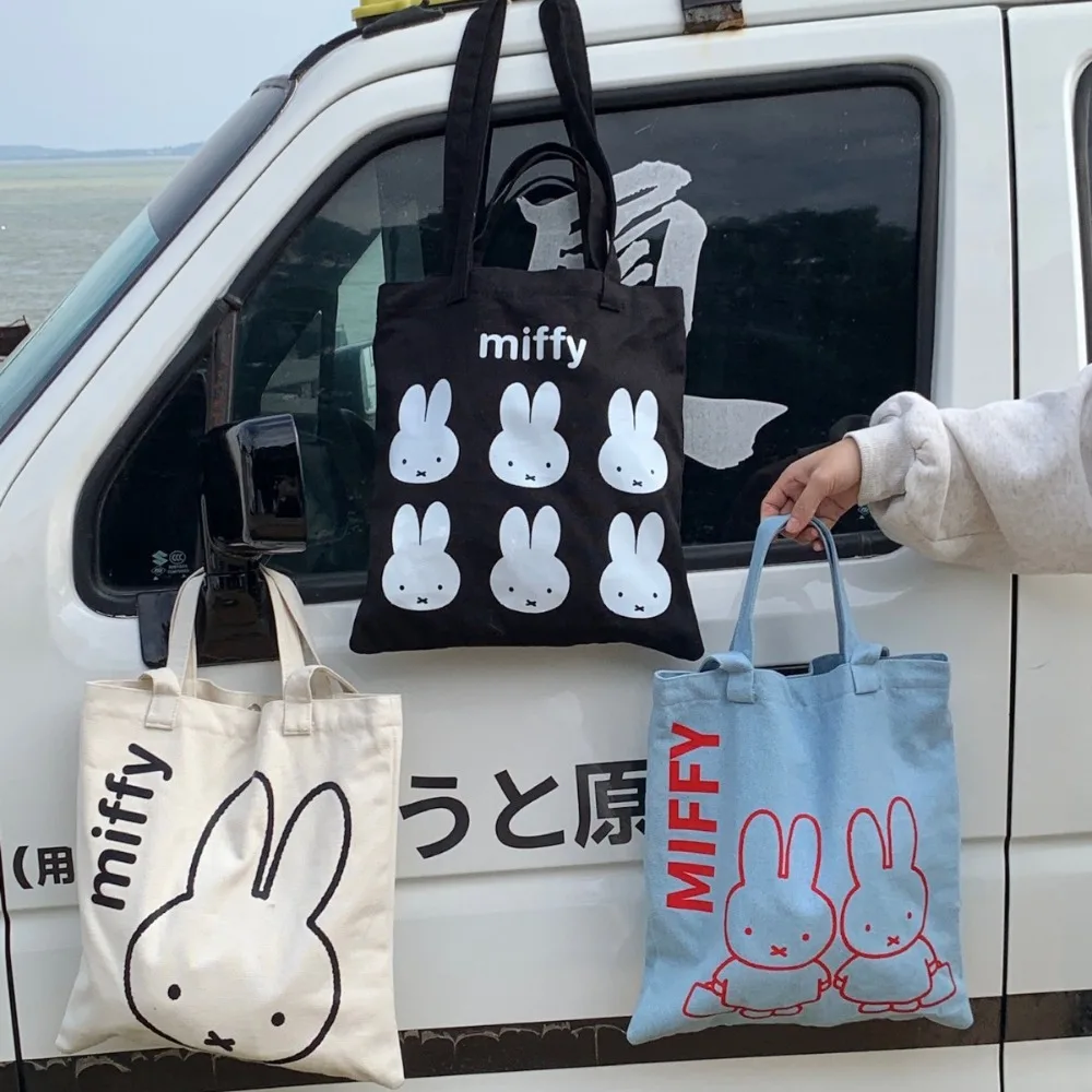 

Cartoon Miffy Shoulder Bag Canvas Large Capacity Ins Style Simple and Versatile College Style Commuter Bag High Appearance