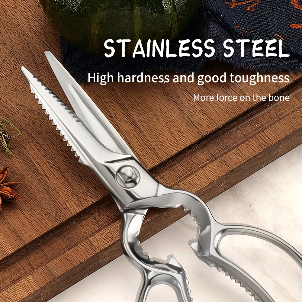 Chicken Bone Kitchen Scissors Stainless Steel Poultry Shears Multifunctional Duck Fish Cutter Removable Turkey Meat BBQ Scissors