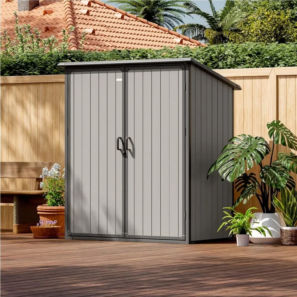 5 X 3 FT Outdoor Storage Shed, Resin Waterproof Cabinet  for Patio Furniture, Pool Accessories and Tools, Beige