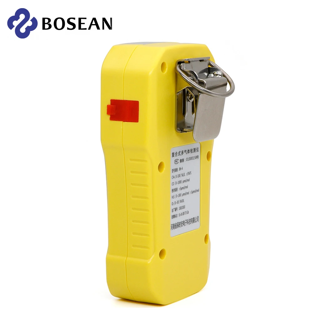 Bosean Multi Gas Detector Gas Meter O2 H2S CO LEL 4 in 1 Oxygen Hydrogen Sulfide Carbon Monoxide Combustible Gas Leak Detector