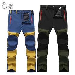 Men Trekking Pants Hiking Snow Autumn Winter Outdoor Soft Shell Thick Cloth Windproof Colorful Warm Camping Trousers