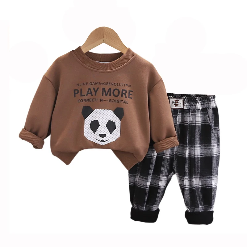 

2024 Autumn Baby Boy Designer Clothes Fashion Casual Cartoon Pullover Long Sleeve T-shirts and Pants Kids Boys Two Piece Outfits