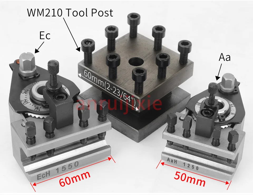 Portautensili per tornio europeo Set di pali per utensili a cambio rapido Aa Eb Ec 12x12mm 15x15mm per WM210V&WM180V&0618&C2&C3 120-250mm Altalena