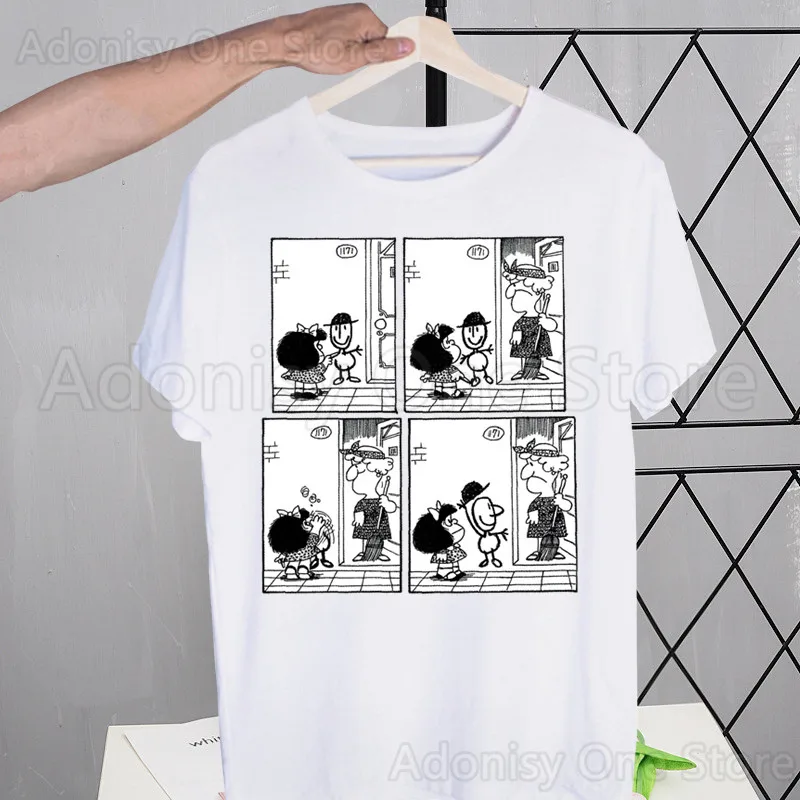 Mafalda Comic Ulzzang Cartoon Kawaii T Shirt Men New Casual Short Sleeve Tshirt Homme Manga Unisex T-shirt Tees