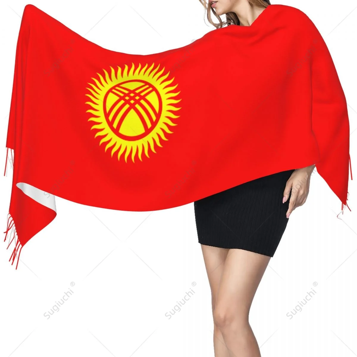 Kyrgyzstan Flag Scarf Pashmina Warm Scarves Shawl Wrap Hijab Spring Winter Multifunction Unisex