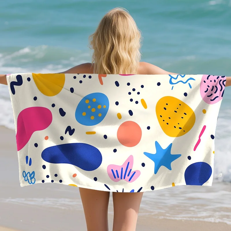 Abstract Color Swirl Marble Beach Towel Lightweight Microfiber Absorbent Outdoor Travel Towel
