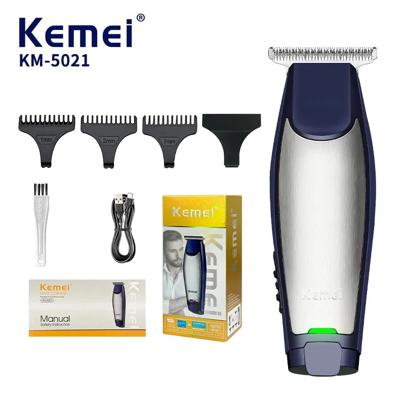 Kemei 5021 Professional T Blade Barber Trimmer Men Zero Gap Cordless Hair Beard Clipper Edger Liner Finish Hair Cutting Machine