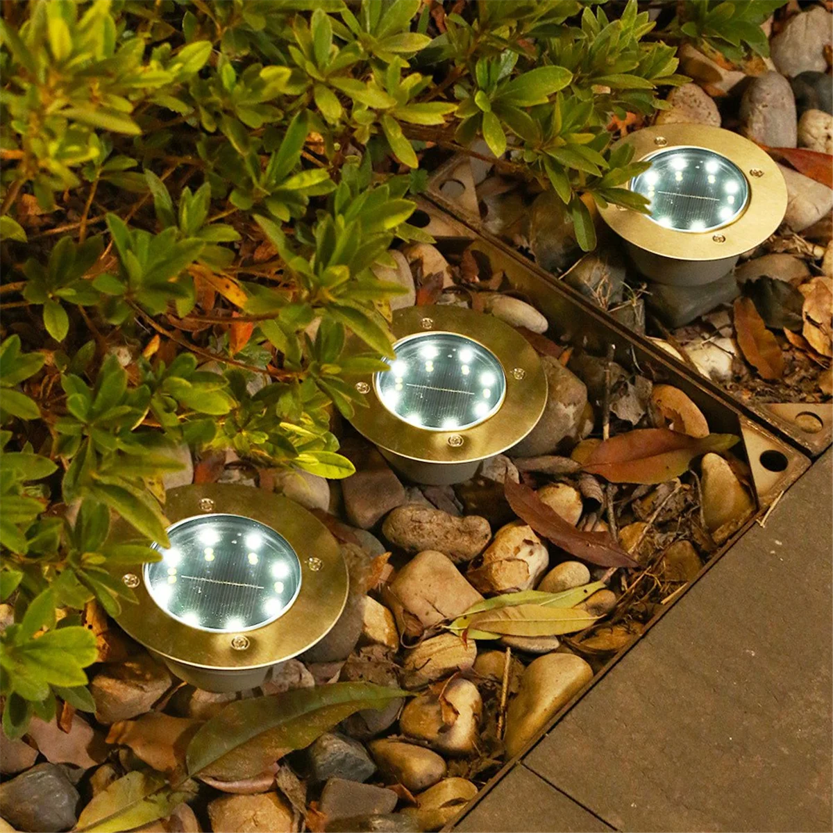 A72P Solar Ground Lights Outdoor Solar Waterproof LED Light for Garden Yard Step and Walkway Cool White LED Solar Lights